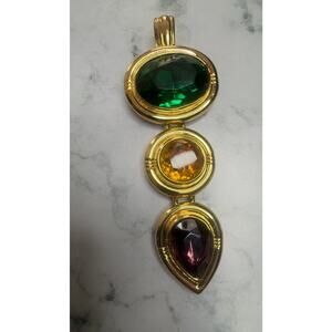 Vintage Sandra Miller Burrows SMB Goldtone Necklace Triple Jewel Slider necklace